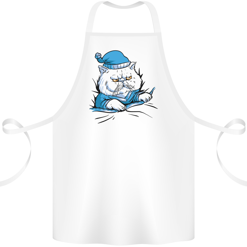A Cat In Bed Under the Duvet Cotton Apron 100% Organic White
