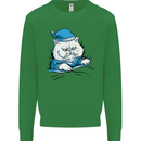 A Cat In Bed Under the Duvet Kids Sweatshirt Jumper Irish Green