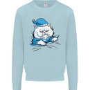 A Cat In Bed Under the Duvet Kids Sweatshirt Jumper Light Blue