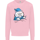A Cat In Bed Under the Duvet Kids Sweatshirt Jumper Light Pink