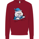 A Cat In Bed Under the Duvet Kids Sweatshirt Jumper Red