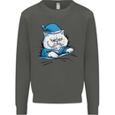 A Cat In Bed Under the Duvet Kids Sweatshirt Jumper Storm Grey