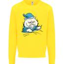 A Cat In Bed Under the Duvet Kids Sweatshirt Jumper Yellow