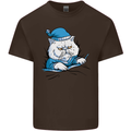 A Cat In Bed Under the Duvet Kids T-Shirt Childrens Chocolate