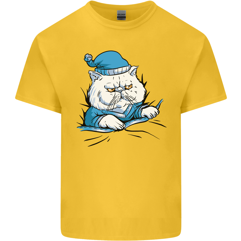A Cat In Bed Under the Duvet Kids T-Shirt Childrens Yellow