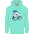 A Cat In Bed Under the Duvet Mens 80% Cotton Hoodie Peppermint