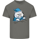 A Cat In Bed Under the Duvet Mens Cotton T-Shirt Tee Top Charcoal