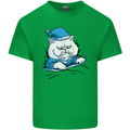A Cat In Bed Under the Duvet Mens Cotton T-Shirt Tee Top Irish Green