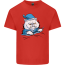 A Cat In Bed Under the Duvet Mens Cotton T-Shirt Tee Top Red