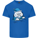 A Cat In Bed Under the Duvet Mens Cotton T-Shirt Tee Top Royal Blue