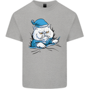 A Cat In Bed Under the Duvet Mens Cotton T-Shirt Tee Top Sports Grey