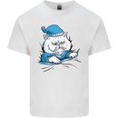 A Cat In Bed Under the Duvet Mens Cotton T-Shirt Tee Top White