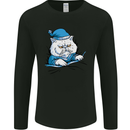 A Cat In Bed Under the Duvet Mens Long Sleeve T-Shirt Black