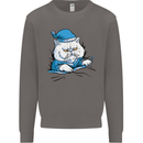 A Cat In Bed Under the Duvet Mens Sweatshirt Jumper Charcoal