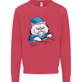 A Cat In Bed Under the Duvet Mens Sweatshirt Jumper Heliconia