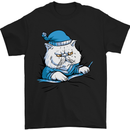 A Cat In Bed Under the Duvet Mens T-Shirt Cotton Gildan Black