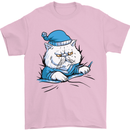 A Cat In Bed Under the Duvet Mens T-Shirt Cotton Gildan Light Pink