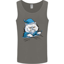 A Cat In Bed Under the Duvet Mens Vest Tank Top Charcoal