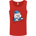 A Cat In Bed Under the Duvet Mens Vest Tank Top Red