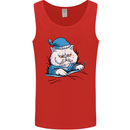 A Cat In Bed Under the Duvet Mens Vest Tank Top Red