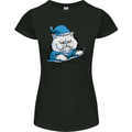A Cat In Bed Under the Duvet Womens Petite Cut T-Shirt Black