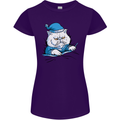 A Cat In Bed Under the Duvet Womens Petite Cut T-Shirt Purple