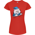 A Cat In Bed Under the Duvet Womens Petite Cut T-Shirt Red