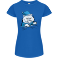 A Cat In Bed Under the Duvet Womens Petite Cut T-Shirt Royal Blue