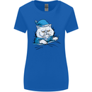 A Cat In Bed Under the Duvet Womens Wider Cut T-Shirt Royal Blue