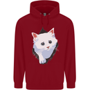 A Cat Rip Childrens Kids Hoodie Red