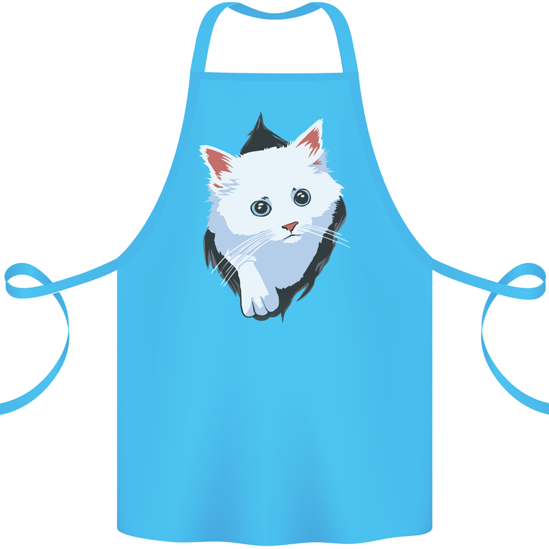 A Cat Rip Cotton Apron 100% Organic Turquoise