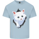 A Cat Rip Mens Cotton T-Shirt Tee Top Light Blue