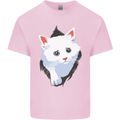 A Cat Rip Mens Cotton T-Shirt Tee Top Light Pink
