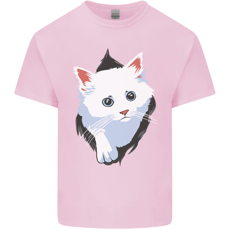 A Cat Rip Mens Cotton T-Shirt Tee Top Light Pink