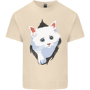 A Cat Rip Mens Cotton T-Shirt Tee Top Natural