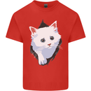 A Cat Rip Mens Cotton T-Shirt Tee Top Red