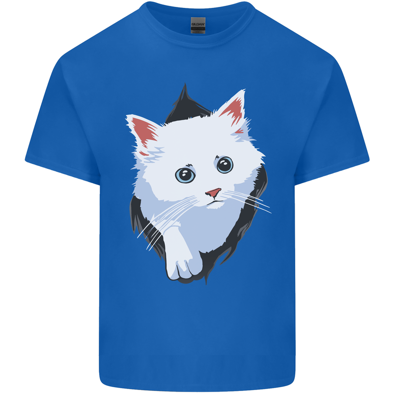 A Cat Rip Mens Cotton T-Shirt Tee Top Royal Blue