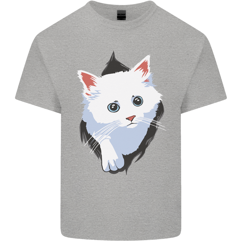 A Cat Rip Mens Cotton T-Shirt Tee Top Sports Grey