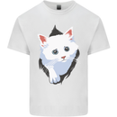 A Cat Rip Mens Cotton T-Shirt Tee Top White