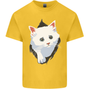 A Cat Rip Mens Cotton T-Shirt Tee Top Yellow