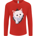A Cat Rip Mens Long Sleeve T-Shirt Red