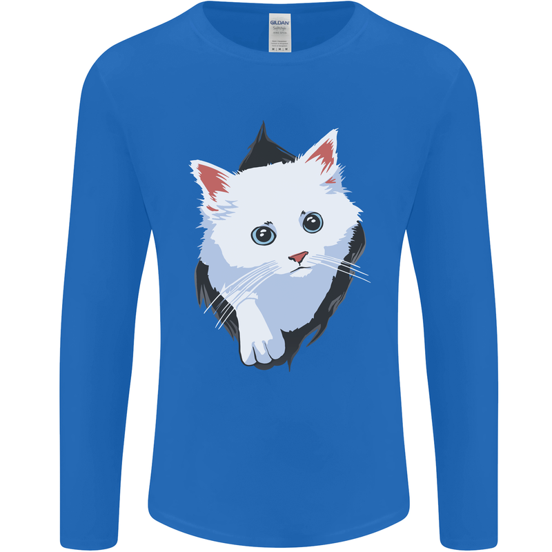 A Cat Rip Mens Long Sleeve T-Shirt Royal Blue