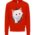 A Cat Rip Mens Sweatshirt Jumper Bright Red
