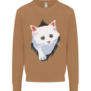 A Cat Rip Mens Sweatshirt Jumper Caramel Latte