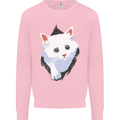 A Cat Rip Mens Sweatshirt Jumper Light Pink