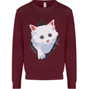 A Cat Rip Mens Sweatshirt Jumper Maroon