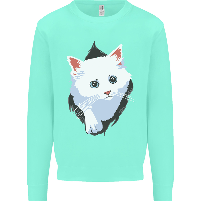 A Cat Rip Mens Sweatshirt Jumper Peppermint
