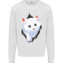 A Cat Rip Mens Sweatshirt Jumper White