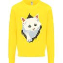 A Cat Rip Mens Sweatshirt Jumper Yellow