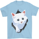 A Cat Rip Mens T-Shirt 100% Cotton Light Blue